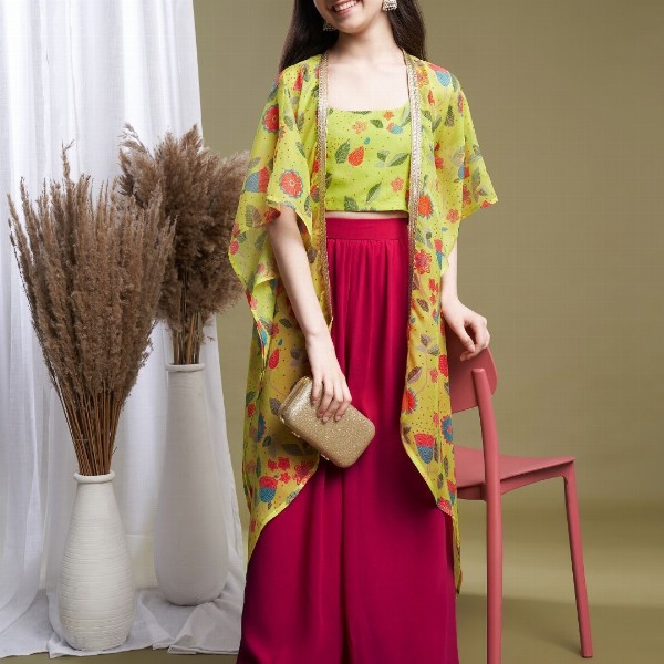 CurlyTales Girls Floral Printed Maxi Dress