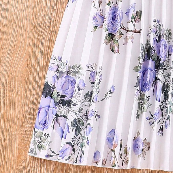 BAESD Girls Floral Printed Puff Sleeves Fit & Flare Dress