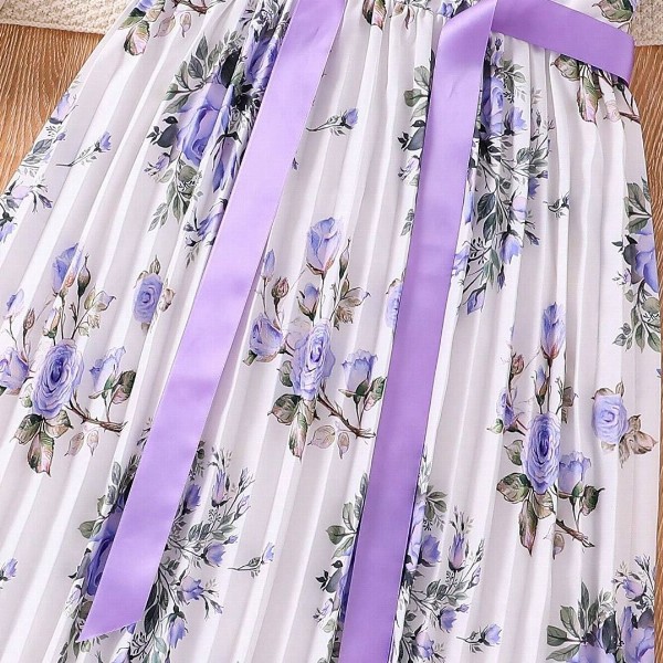 BAESD Girls Floral Printed Puff Sleeves Fit & Flare Dress