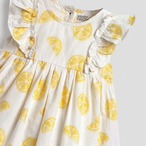 Somersault Girls Lemon Slice Printed Fit & Flare Dress