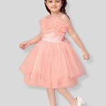 Sangria Girls Self Design Gown Knee Length Dress