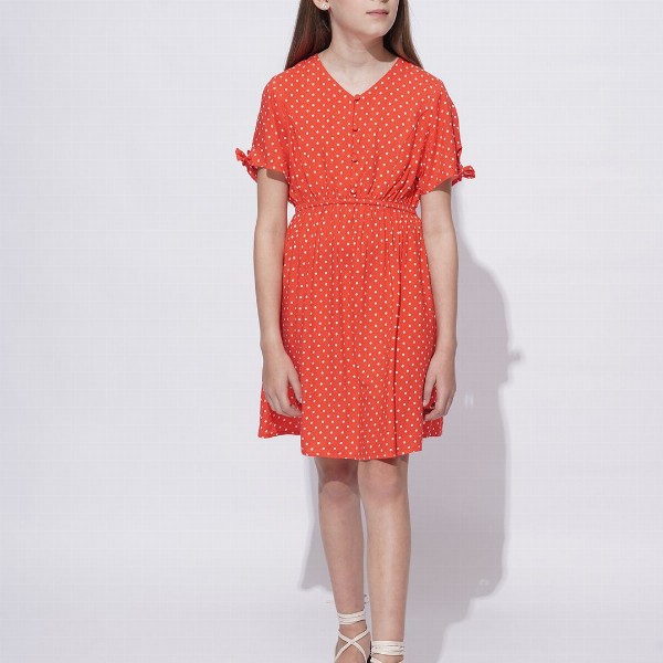 Vero Moda Polka Dot Print Puff Sleeve Fit & Flare Dress