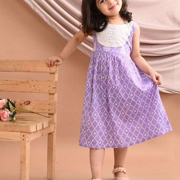 Sangria GirlsPrinted Cotton A-Line Midi Dress