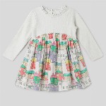 Somersault Girls Round Neck Conversational Printed Cotton Fit & Flare Dress
