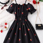 Miss & Chief Girls Conversational Printed Fit & Flare Midi Dress