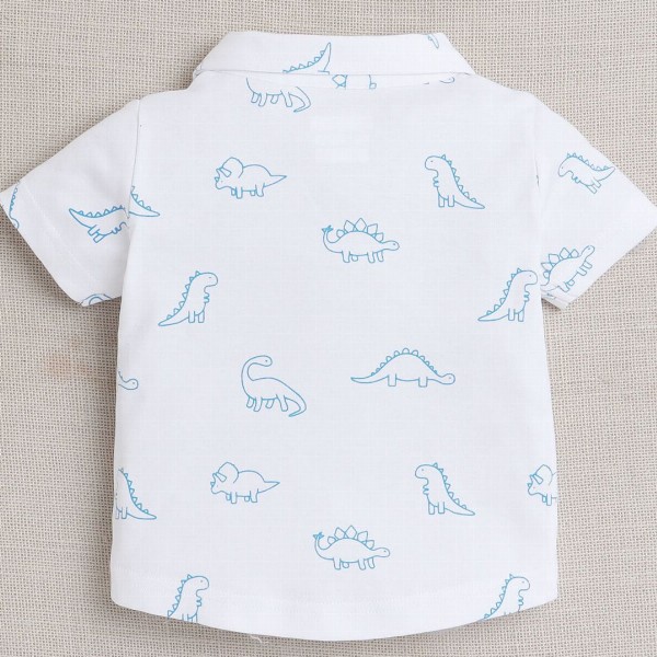 BUMZEE Infants Boys Printed Pure Cotton Shirt With Shorts And Bow Cap Suspenders