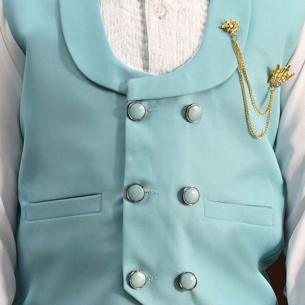 BT DEZINES Boys Solid Double-Breasted Three-Piece Suit