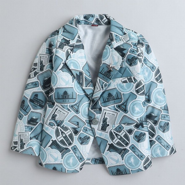 BAESD Boys Notched Lapel Collar Single-Breasted Blazer with Trouser & T-Shirt 3-piece Suit