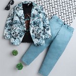 BAESD Boys Notched Lapel Collar Single-Breasted Blazer with Trouser & T-Shirt 3-piece Suit