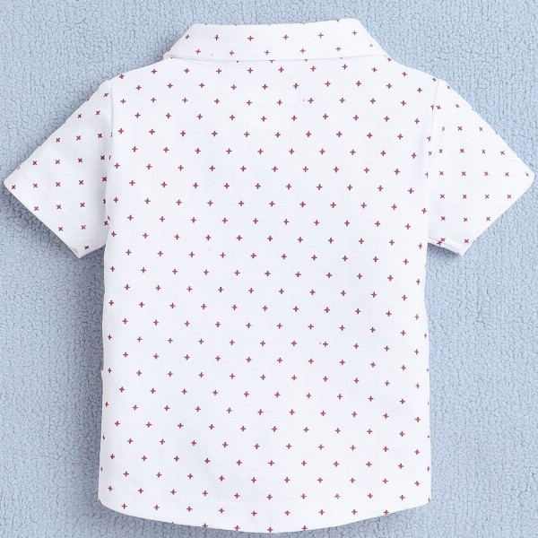 BUMZEE Boys Geometrical Printed Half Sleeves Shirt Shorts With Bow Suspender And Cap