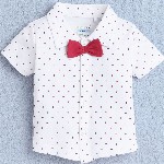 BUMZEE Boys Geometrical Printed Half Sleeves Shirt Shorts With Bow Suspender And Cap