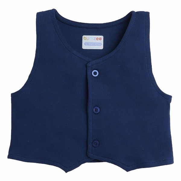 BUMZEE Boys Navy Blue & White Printed Shirt with Trousers