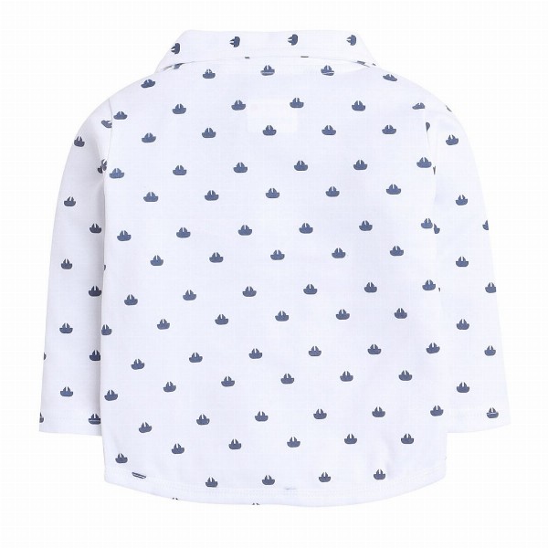 BUMZEE Boys Navy Blue & White Printed Shirt with Trousers