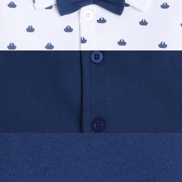 BUMZEE Boys Navy Blue & White Printed Shirt with Trousers