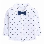 BUMZEE Boys Navy Blue & White Printed Shirt with Trousers