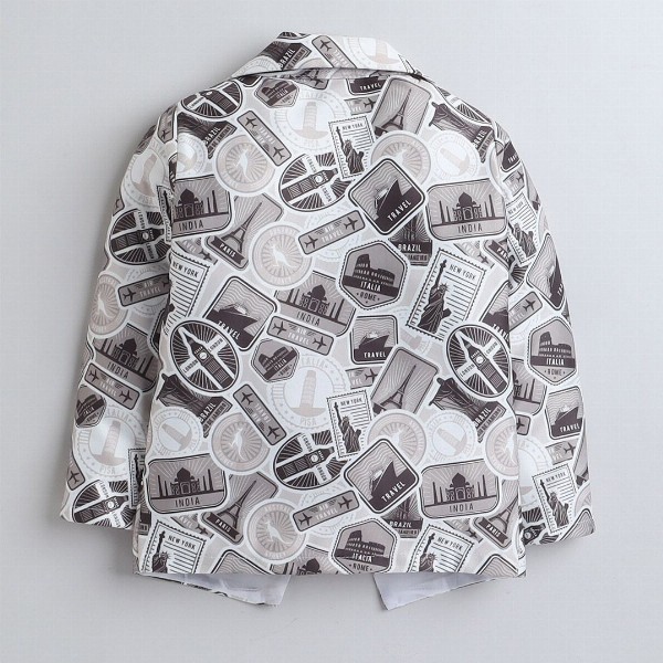 BAESD Boys Notched Lapel Collar Single-Breasted Blazer with Trouser & T-Shirt 3-piece Suit