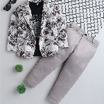 BAESD Boys Notched Lapel Collar Single-Breasted Blazer with Trouser & T-Shirt 3-piece Suit