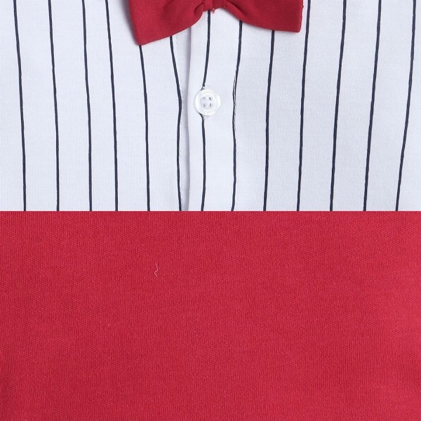 BUMZEE Infants Boys Striped Shirt Collar Pure Cotton Shirt With Shorts And Bow Waistcoat