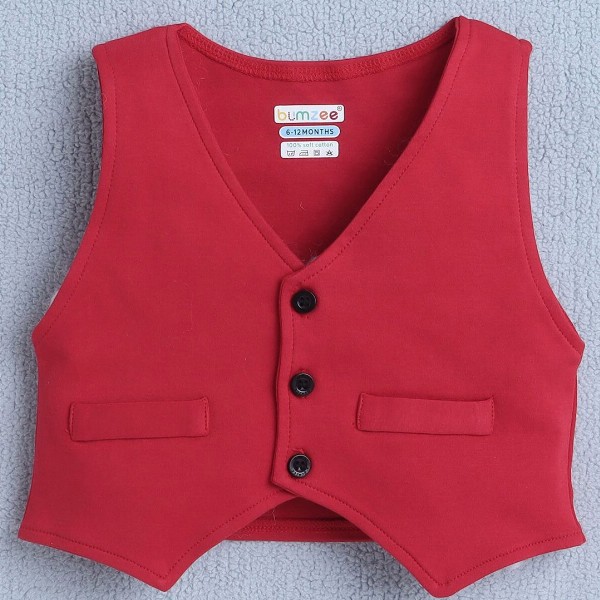 BUMZEE Infants Boys Striped Shirt Collar Pure Cotton Shirt With Shorts And Bow Waistcoat