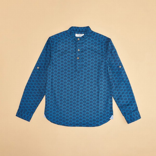 Pantaloons Junior Boys Geometric Printed Band Collar Cotton Party Shirt