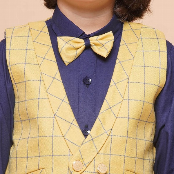 Aj DEZInES Boys 3 Piece Checked Waistcoat with Trousers and Bowtie