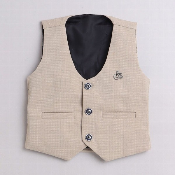 BAESD Boys 3-Piece Striped V-Neck Single-Breasted Suit With Bow