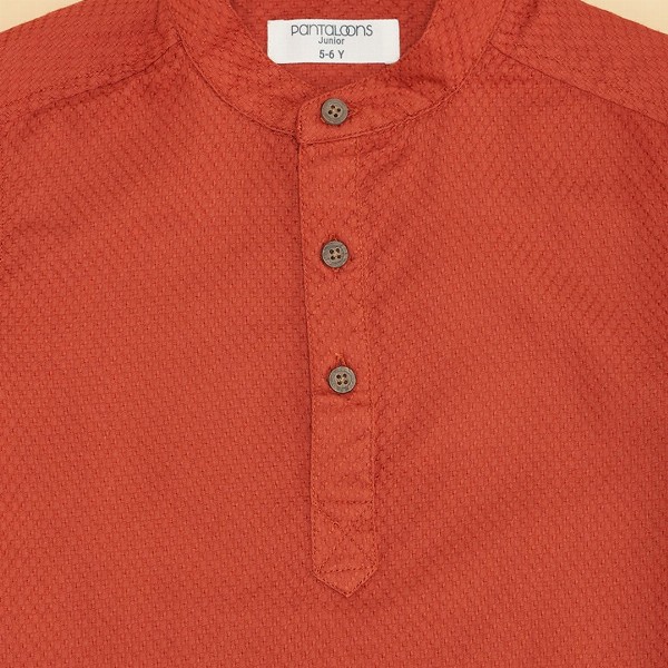 Pantaloons Junior Boys Mandarin Collar Solid Party Shirt