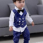 BELLIZA Kids Unisex Shirt with Attached Waistcoat & Trousers