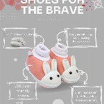 Neska Moda 3 To 12 Months Baby Boys & Baby Girls Cute Soft Cotton Pre-Walker Rabbit Face Booties (Toe to Heel Length - 12 cm, Light Pink)