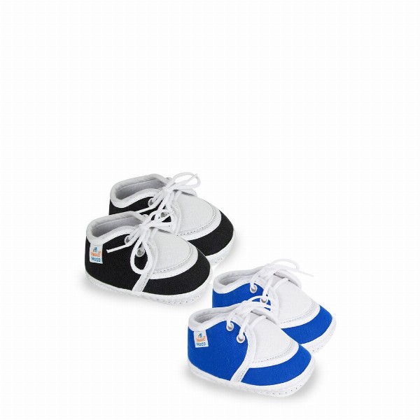 Neska Moda 3 To 12 Months 2 Pair Newborn Unisex Baby Skin Friendly Soft Cotton Lace Shoe Booties (Toe to Heel Length - 12 cm, Blue, Black)