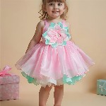 PINK LEAF Girls Embellished Bow Balloon Dress