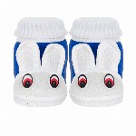 Neska Moda 3 To 12 Months Baby Boys & Baby Girls Cute Soft Cotton Pre-Walker Rabbit Face Booties (Toe to Heel Length - 12 cm, Blue)