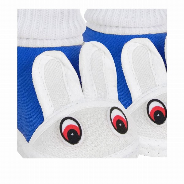 Neska Moda 3 To 12 Months Baby Boys & Baby Girls Cute Soft Cotton Pre-Walker Rabbit Face Booties (Toe to Heel Length - 12 cm, Blue)