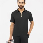 Harfun Men Solid Polo Collar Ziptech T-shirt