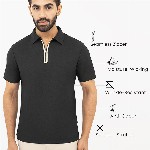 Harfun Men Solid Polo Collar Ziptech T-shirt