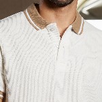 Campus Sutra Men Self Design Polo Collar Cotton T-shirt