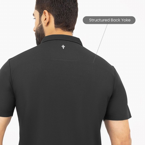 Harfun Men Solid Polo Collar Ziptech T-shirt