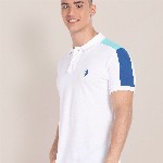 U.S. Polo Assn. Colourblocked Polo Collar Pure Cotton Slim Fit T-shirt