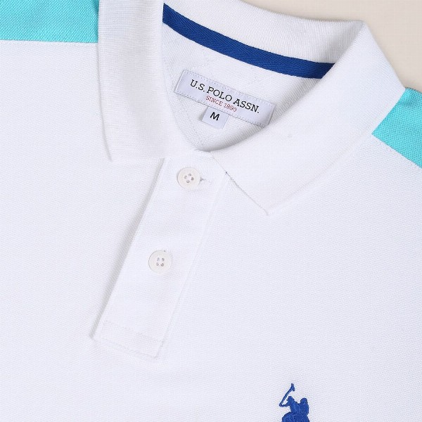 U.S. Polo Assn. Colourblocked Polo Collar Pure Cotton Slim Fit T-shirt