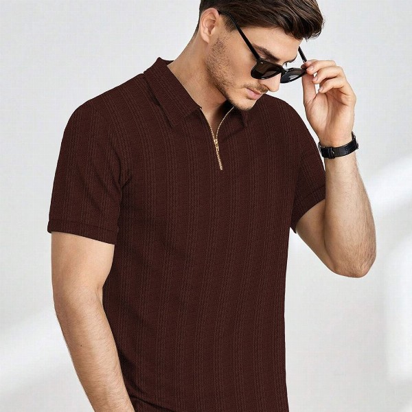 Moda Rapido Men Self Design Polo Collar T-shirt