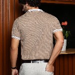 Campus Sutra Men Self Design Polo Collar Cotton T-shirt