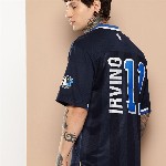 NBA Typography Printed Drop-Shoulder Sleeves Football T-Shirt