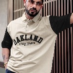 Maniac Men Typography Printed Polo Collar Cotton Oversized T-Shirt