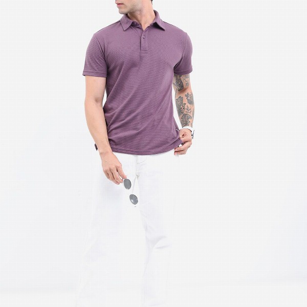 HIGHLANDER Popcorn Structured Polo Collar Regular Fit T-shirt