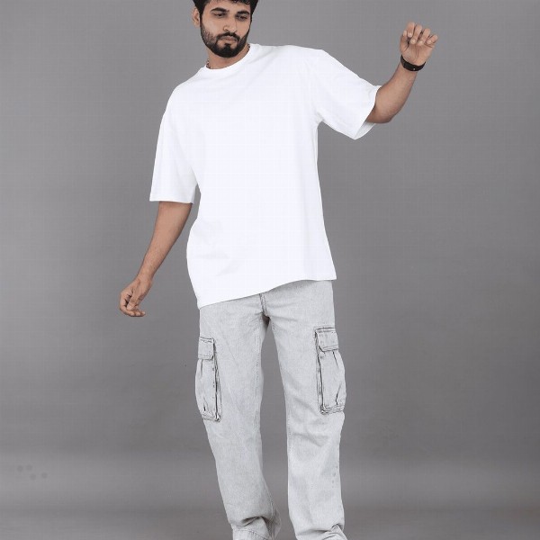 BROWN BROTHERS Unisex Pure Cotton Round Neck Short Sleeves Oversized Casual T-shirt