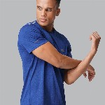 U.S. Polo Assn. Men Melange Blue Solid Athleisure Lounge T-shirt