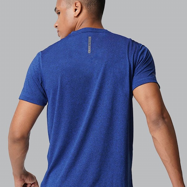U.S. Polo Assn. Men Melange Blue Solid Athleisure Lounge T-shirt