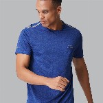 U.S. Polo Assn. Men Melange Blue Solid Athleisure Lounge T-shirt