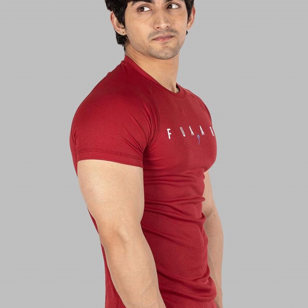 FUAARK Slim Fit Typography Printed Raglan Sleeves Anti Odour Gym T-shirt