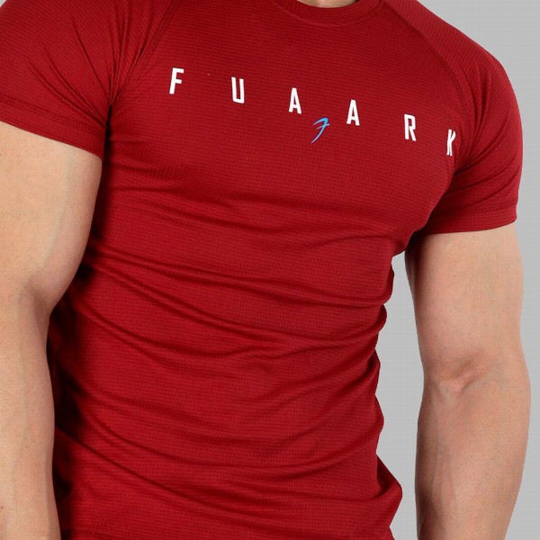 FUAARK Slim Fit Typography Printed Raglan Sleeves Anti Odour Gym T-shirt